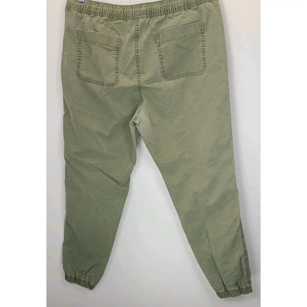 No Boundaries Jogger Pants Womens Large Olive Green Canvas Casual Joggers Cuffed